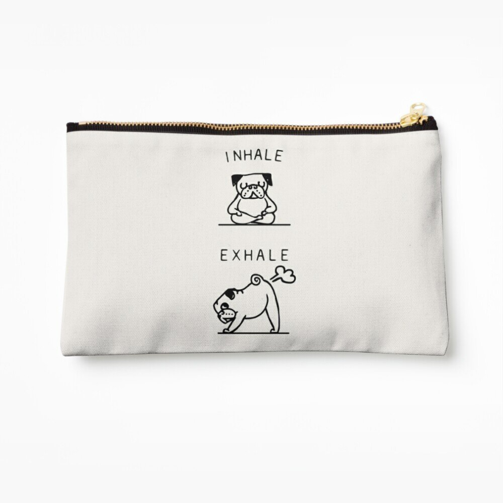 Whibos Makeup Bag Inhale Exhale Pug Cosmetic Organizer Tyvek Paper Bags Zipper Pouch