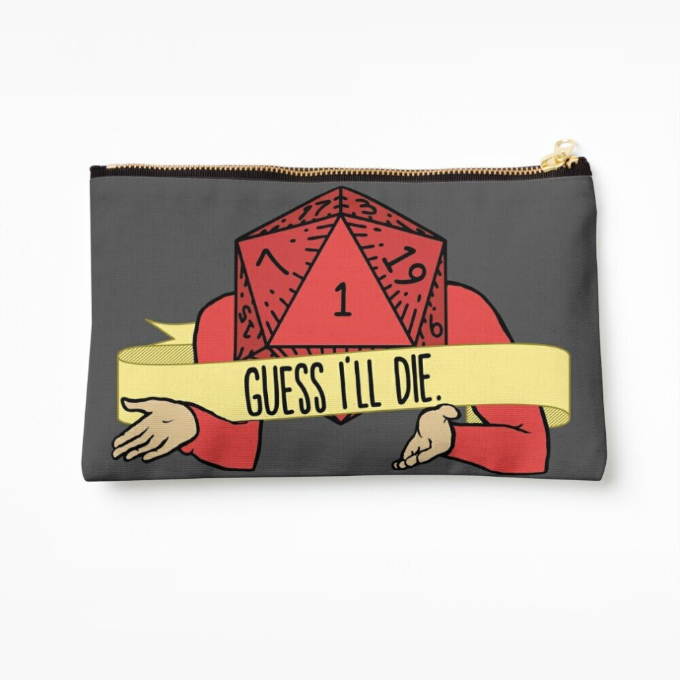 Whibos Makeup Bag Dungeons And Dragons Guess I'll Die D20 Dice Critical Failure Cosmetic Organizer Tyvek Paper Bags Zipper Pouch
