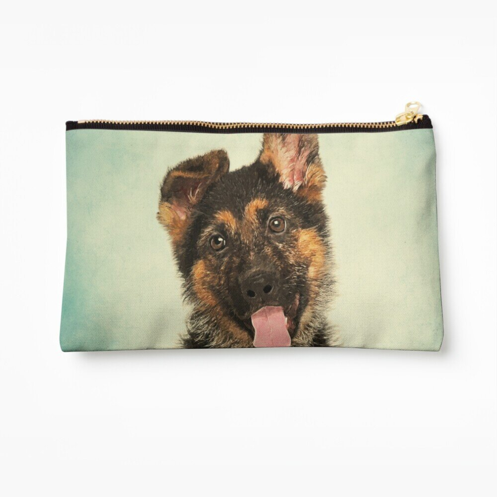 Whibos Makeup Bag German Shepherd Puppy Portrait Cosmetic Organizer Tyvek Paper Bags Zipper Pouch