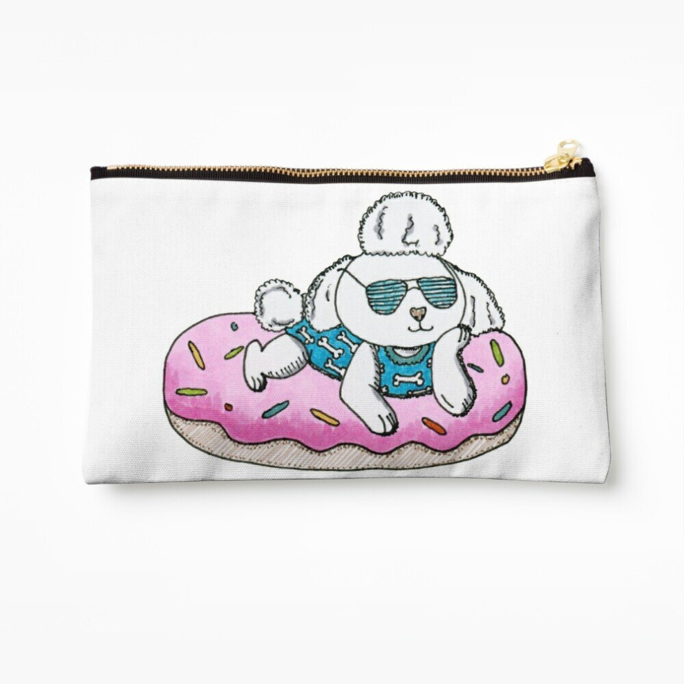 Whibos Makeup Bag Donut Floatie Dog Cosmetic Organizer Tyvek Paper Bags Zipper Pouch