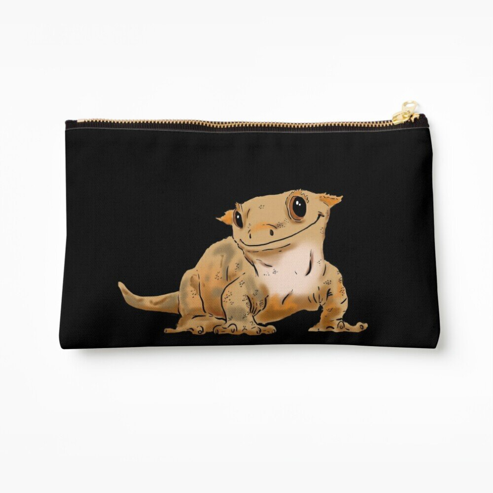 Whibos Makeup Bag Smiling Crested Gecko, Cute Crested Gecko, Crestie Lover Cosmetic Organizer Tyvek Paper Bags Zipper Pouch
