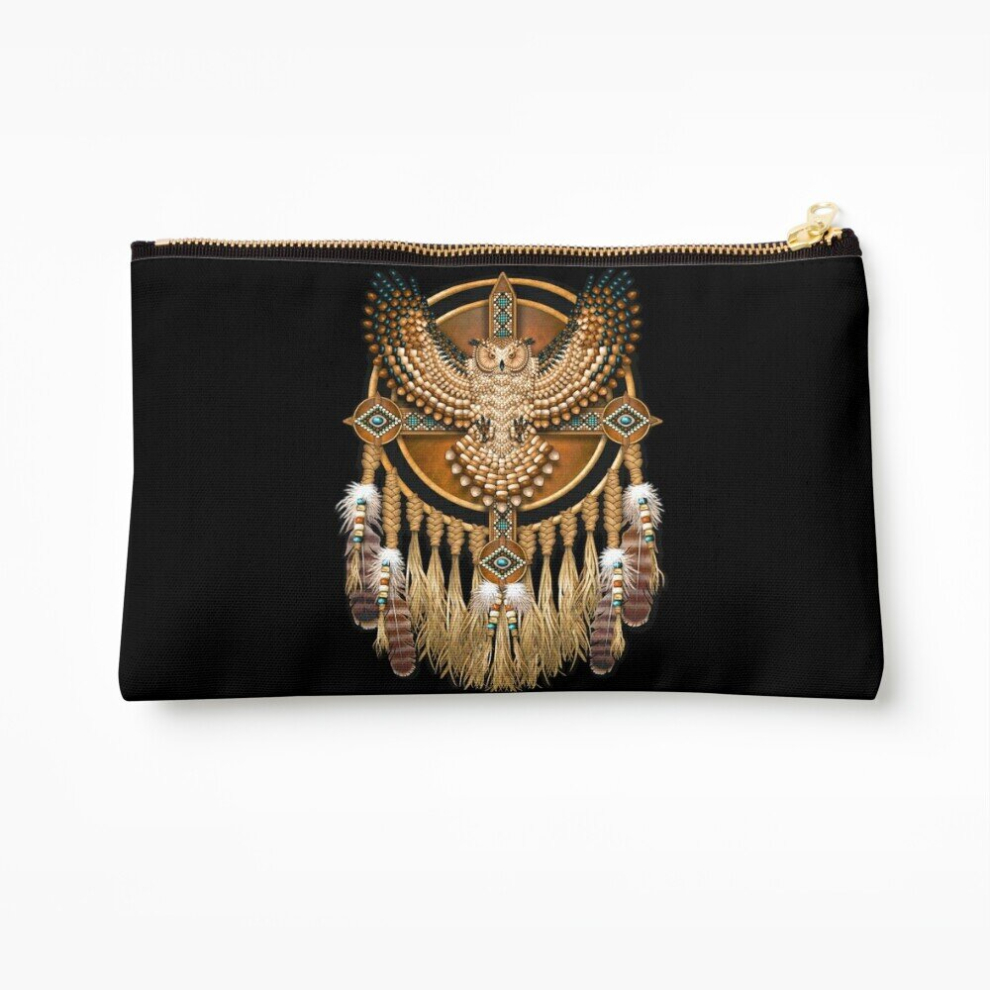 Whibos Makeup Bag Native American Beadwork Owl Mandala Cosmetic Organizer Tyvek Paper Bags Zipper Pouch