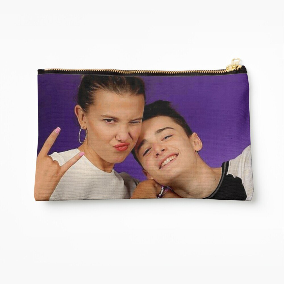 Whibos Brown Makeup Bag Millie Bobby And Noah Schnapp Cosmetic Organizer Tyvek Paper Bags Zipper Pouch
