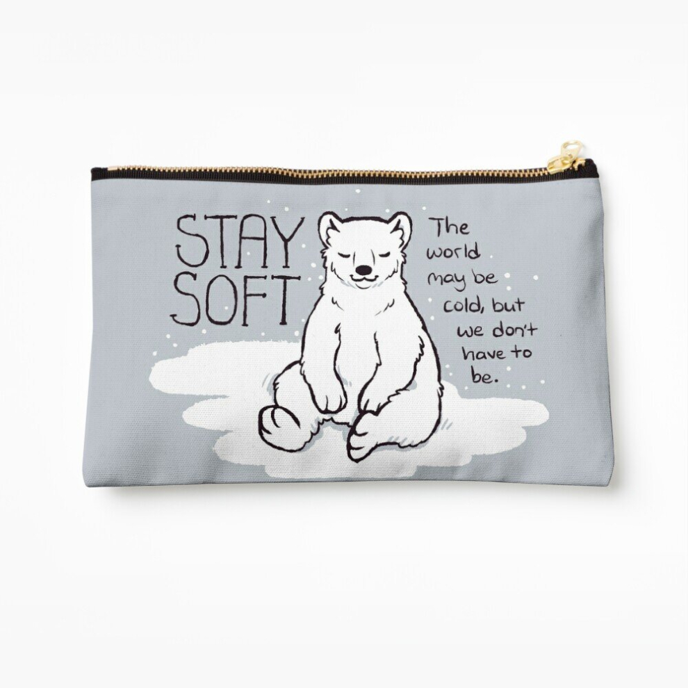 Whibos Makeup Bag "Stay Soft" Polar Bear Cosmetic Organizer Tyvek Paper Bags Zipper Pouch
