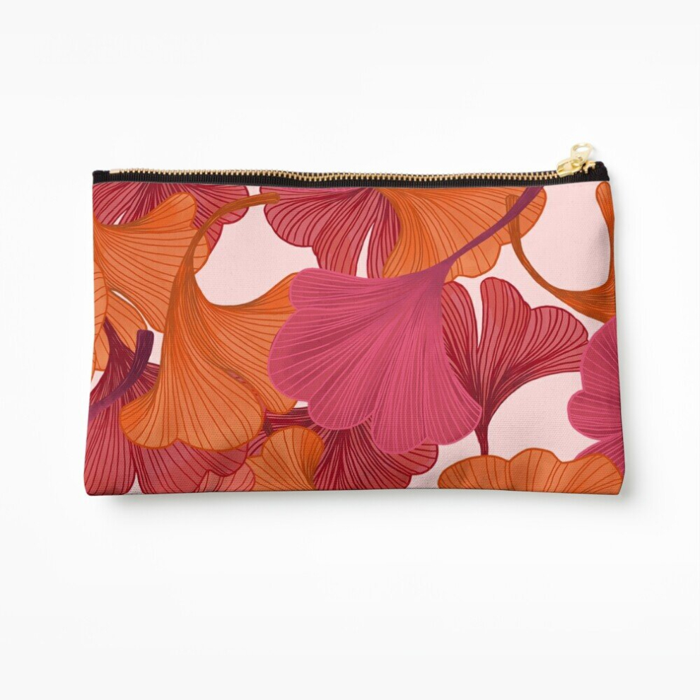 Whibos Makeup Bag Autumn Ginkgo Leaves Cosmetic Organizer Tyvek Paper Bags Zipper Pouch