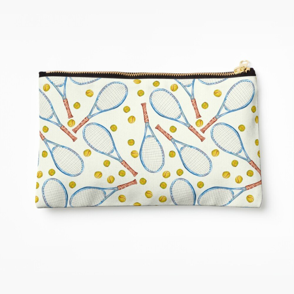 Whibos Makeup Bag Pattern With Tennis Rackets With Tennis Balls Cosmetic Organizer Tyvek Paper Bags Zipper Pouch