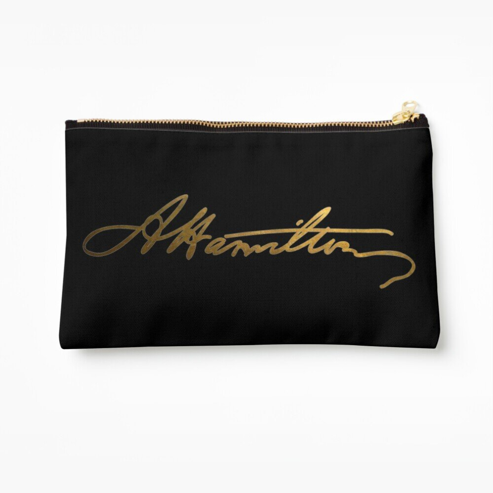 Whibos Gold Makeup Bag Alexander Hamilton Signature Cosmetic Organizer Tyvek Paper Bags Zipper Pouch