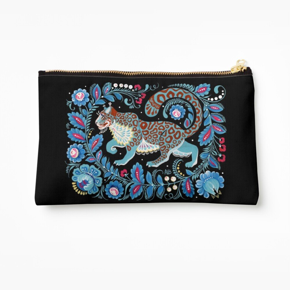 Whibos Makeup Bag Snow Leopard Folk Art Cosmetic Organizer Tyvek Paper Bags Zipper Pouch