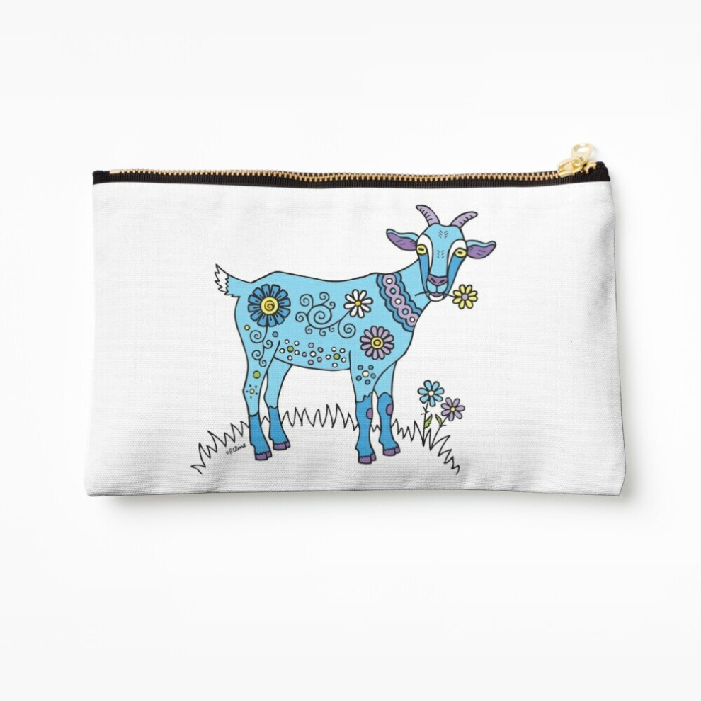 Whibos Blue Makeup Bag Goat Cosmetic Organizer Tyvek Paper Bags Zipper Pouch