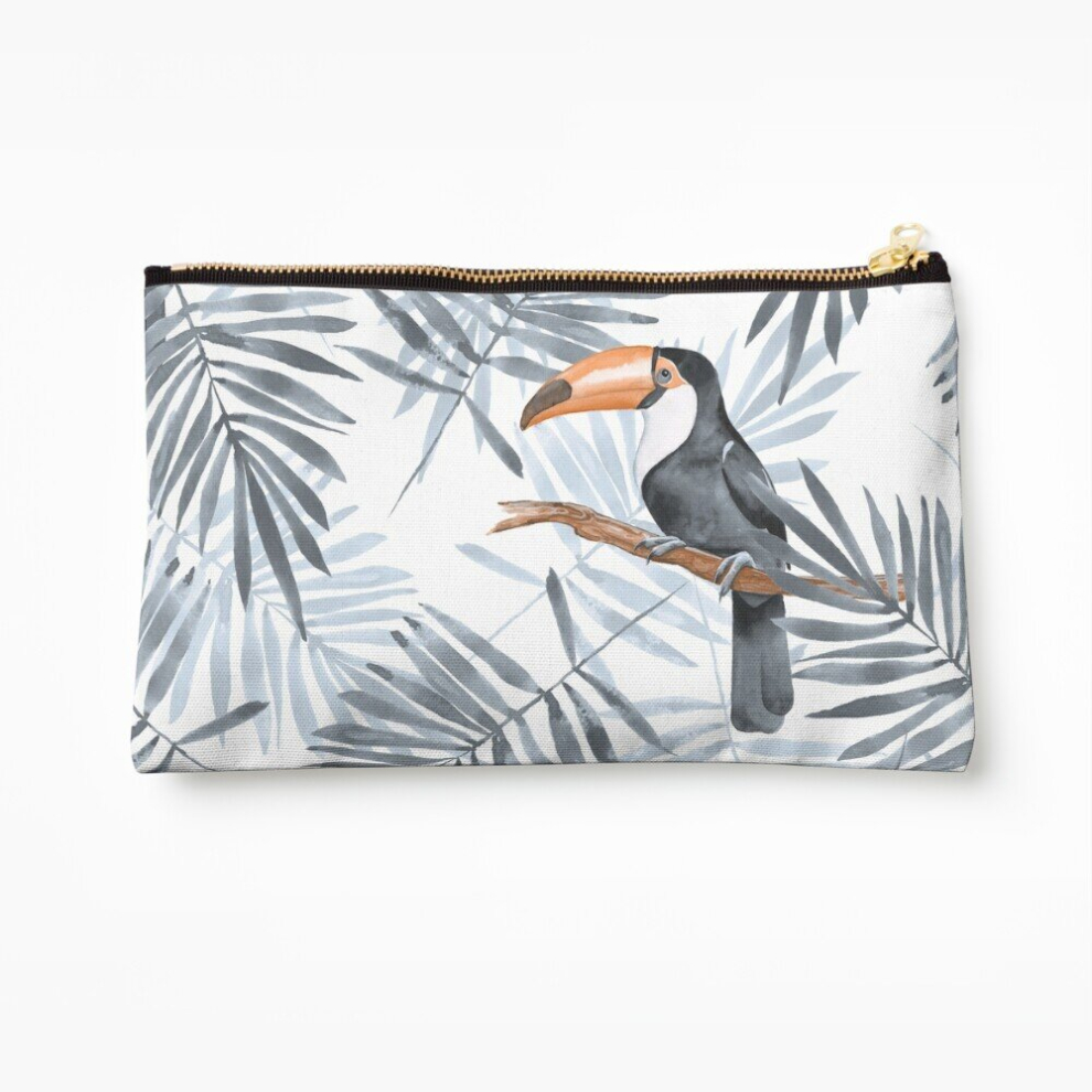Whibos Makeup Bag Palm Leaves And Toucan Cosmetic Organizer Tyvek Paper Bags Zipper Pouch