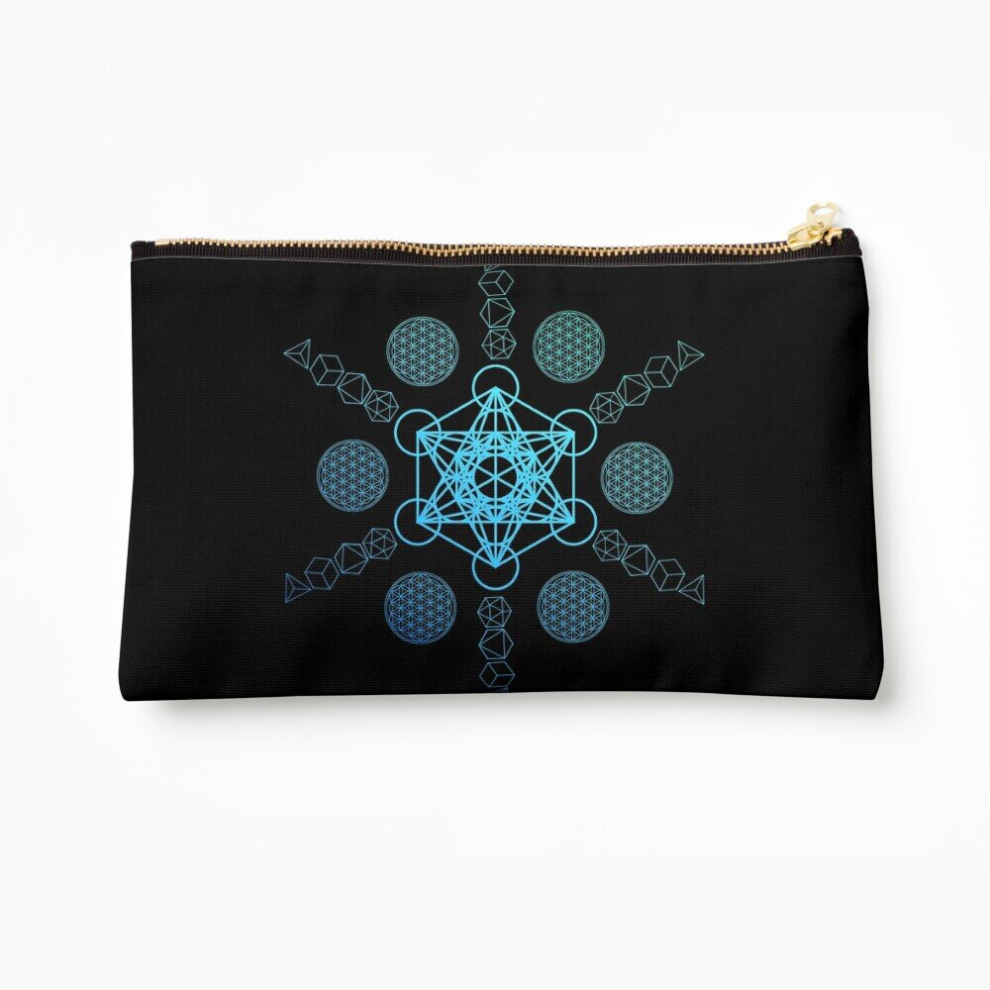 Whibos Makeup Bag Metatron's Cube Platonic Solids Cosmetic Organizer Tyvek Paper Bags Zipper Pouch