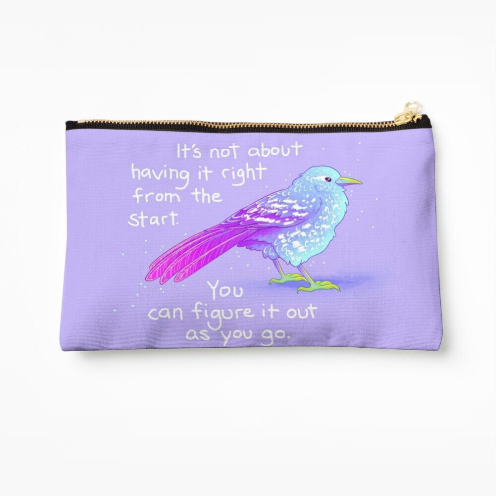 Whibos Makeup Bag "It's Not About Getting It Right From The Start" Encouraging Wren Cosmetic Organizer Tyvek Paper Bags Zipper Pouch