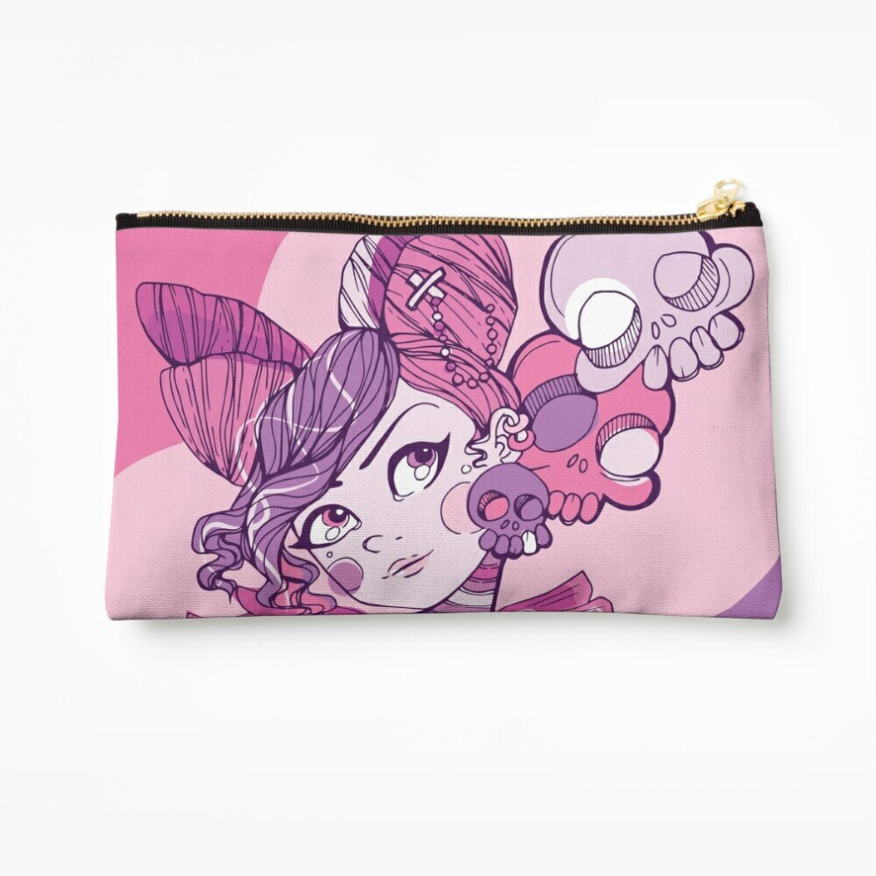 Whibos Pink/Purple Makeup Bag And Spooky Girl Cosmetic Organizer Tyvek Paper Bags Zipper Pouch