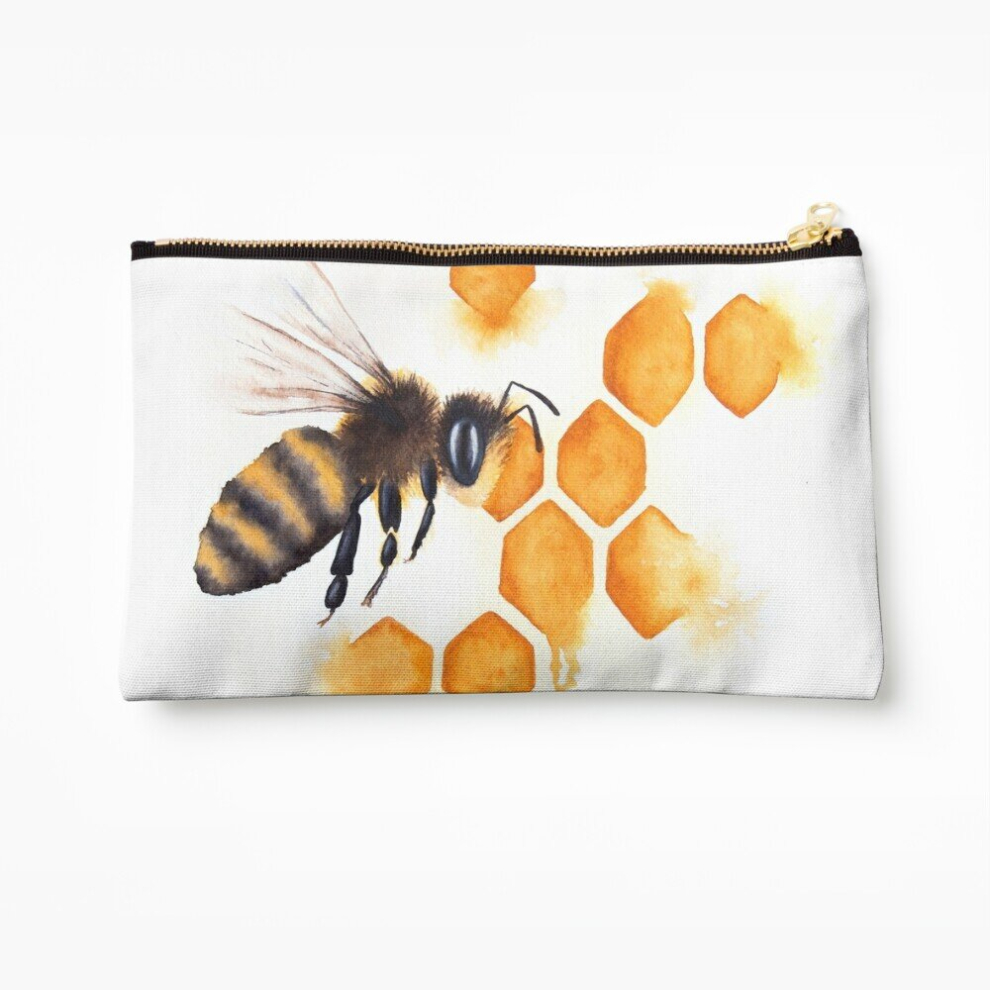 Whibos Makeup Bag Honey Bee Watercolor Cosmetic Organizer Tyvek Paper Bags Zipper Pouch