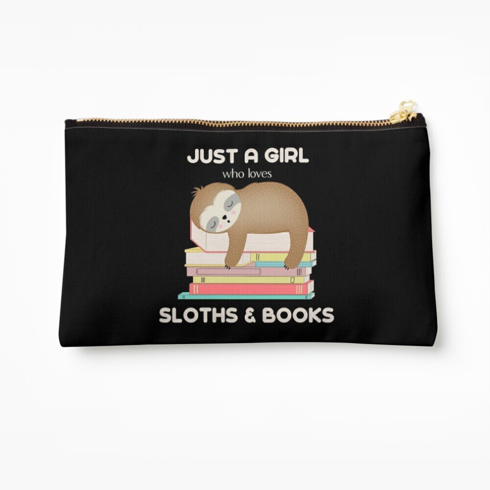 Whibos Makeup Bag Just A Girl Who Loves Sloths And Books Cosmetic Organizer Tyvek Paper Bags Zipper Pouch