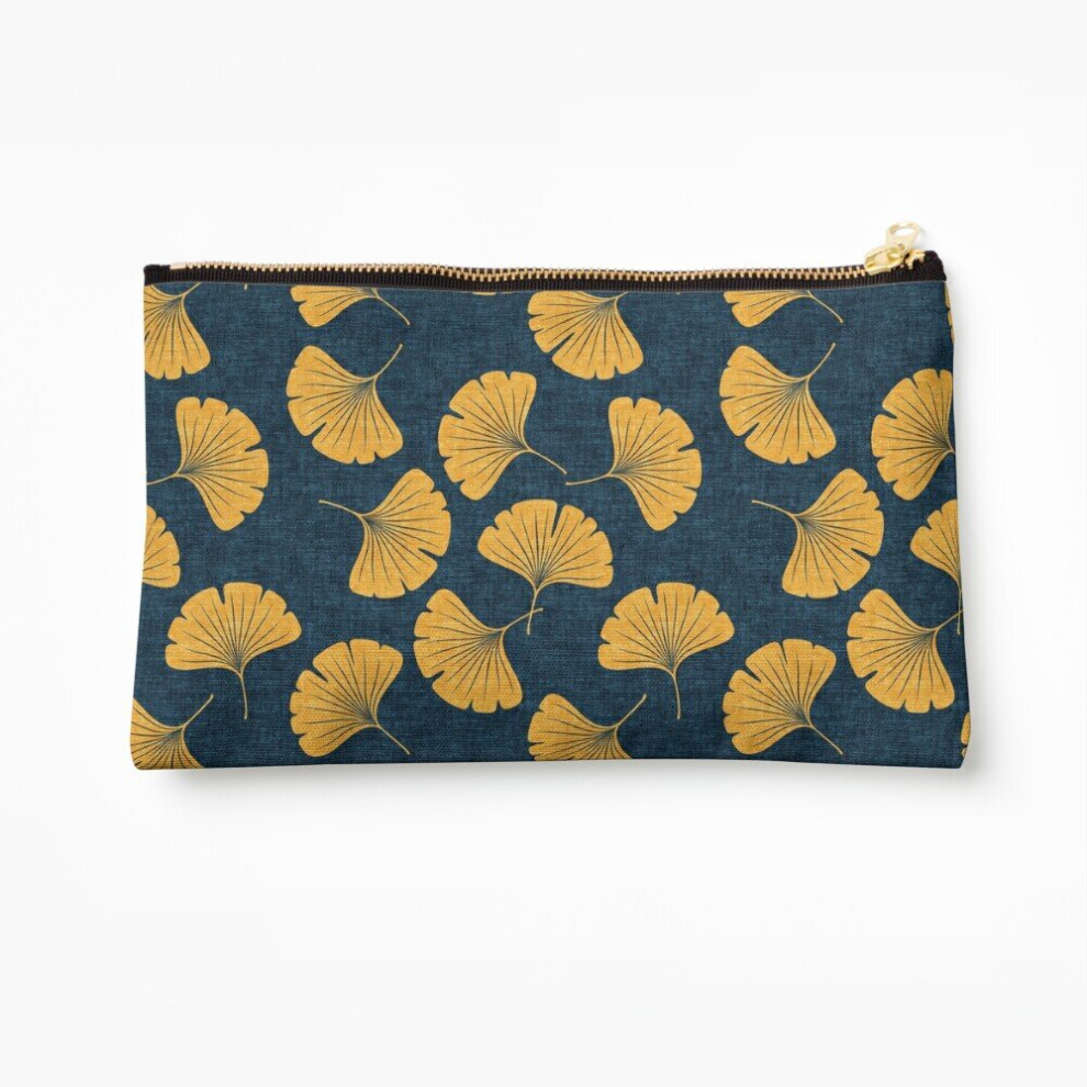 Whibos Blue Makeup Bag Ginkgo Biloba - Gingko Leaves - Cosmetic Organizer Tyvek Paper Bags Zipper Pouch