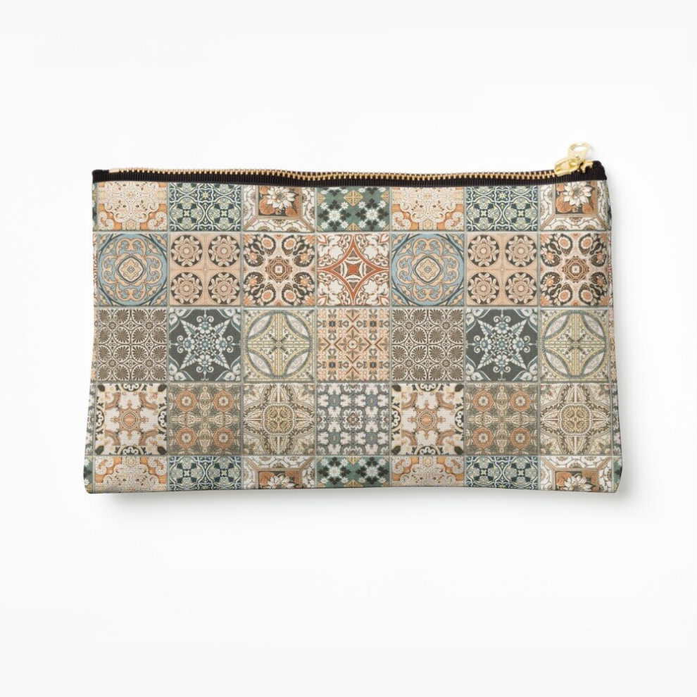 Whibos Makeup Bag Oriental Traditional Farmhouse Moroccan Tiles Zellige Pattern Style Cosmetic Organizer Tyvek Paper Bags Zipper Pouch