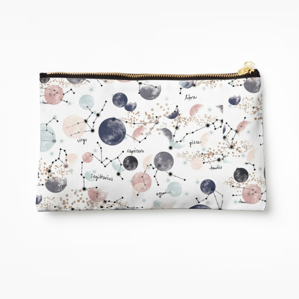Whibos Makeup Bag Astrology Constellation Pattern Watercolor Witchy Zodiac Sign Horoscope Cosmetic Organizer Tyvek Paper Bags Zipper Pouch