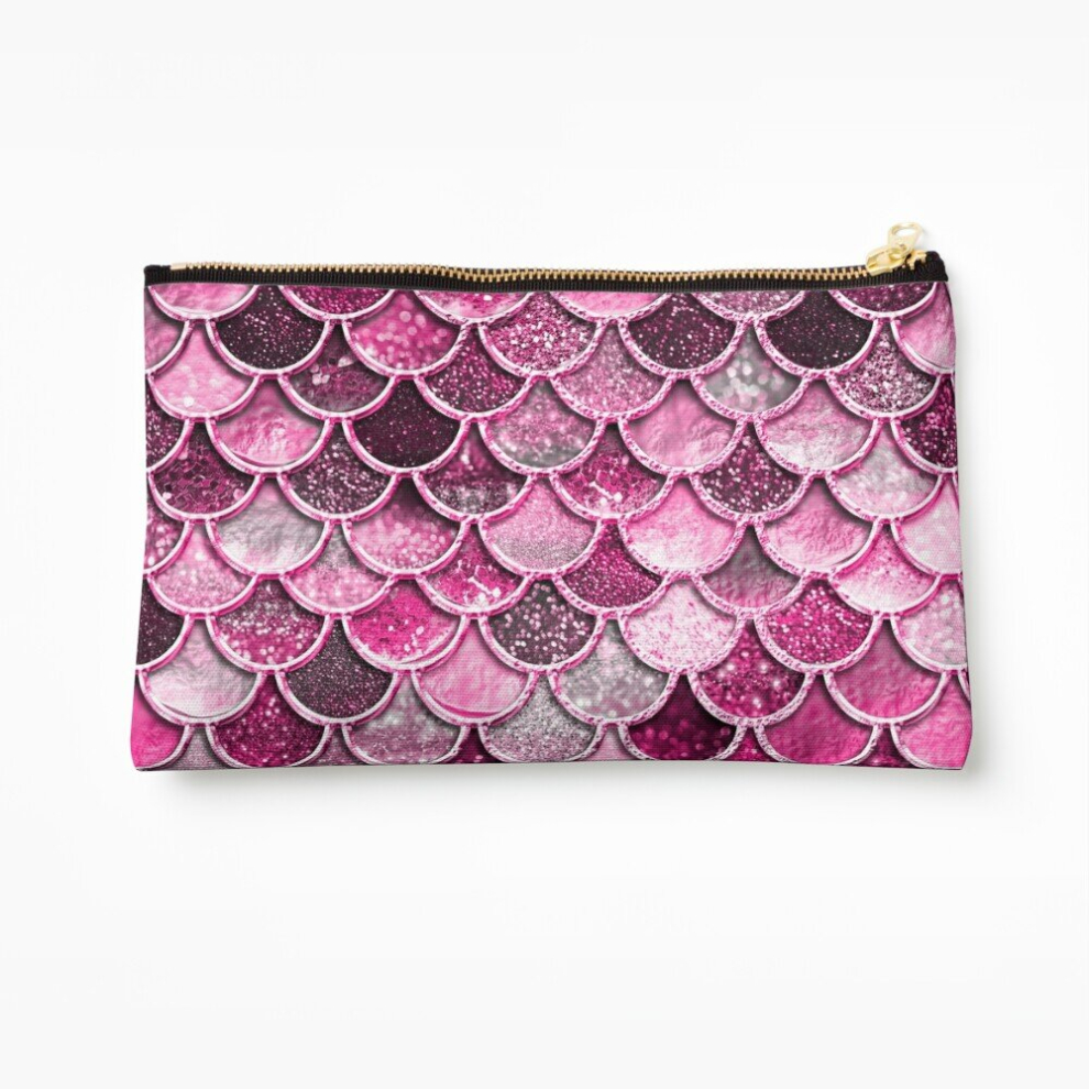 Whibos Pink/Purple/Magenta Makeup Bag Sparkle Faux Glitter Mermaid Scales Cosmetic Organizer Tyvek Paper Bags Zipper Pouch