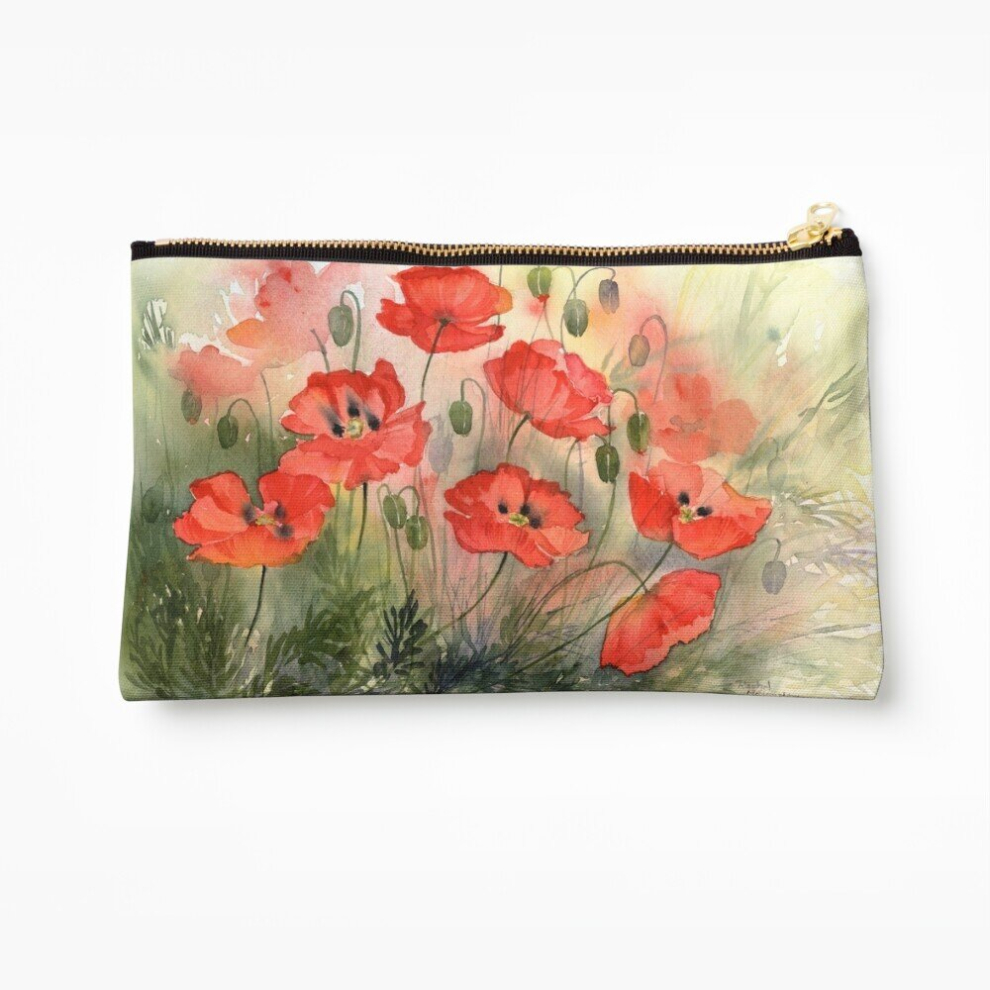 Whibos Makeup Bag Field Poppies Cosmetic Organizer Tyvek Paper Bags Zipper Pouch