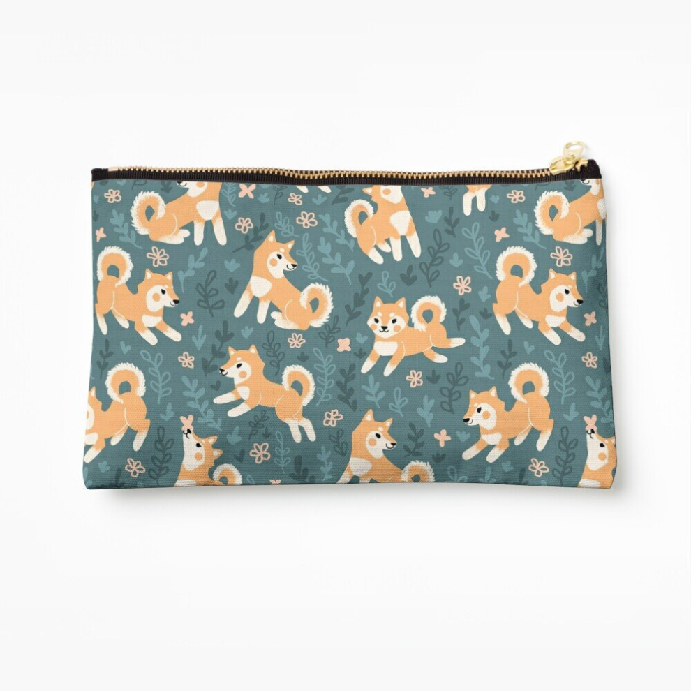 Whibos Makeup Bag Playful Shiba Inu Pattern Cosmetic Organizer Tyvek Paper Bags Zipper Pouch