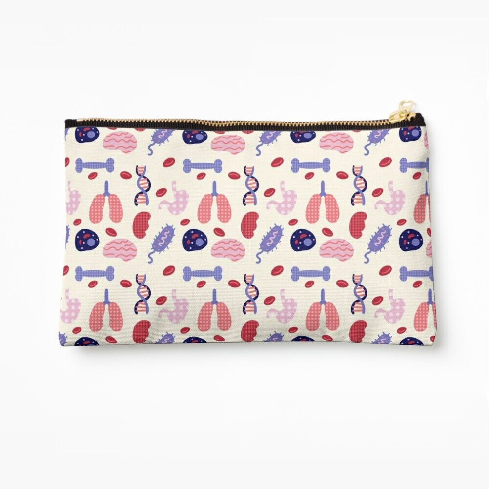 Whibos Makeup Bag Biology Organs And Cells Pattern Cosmetic Organizer Tyvek Paper Bags Zipper Pouch