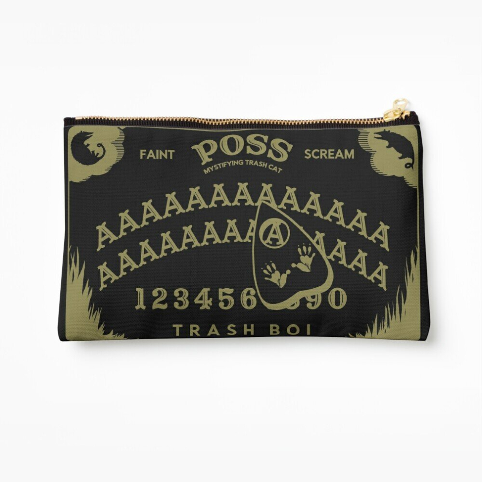 Whibos Gold/Black Makeup Bag Possum Ouija Board ( On Black) - Funny Opossum Oujia Design Cosmetic Organizer Tyvek Paper Bags Zipper Pouch