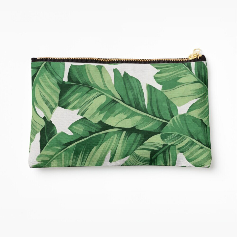 Whibos Makeup Bag Tropical Banana Leaves Cosmetic Organizer Tyvek Paper Bags Zipper Pouch