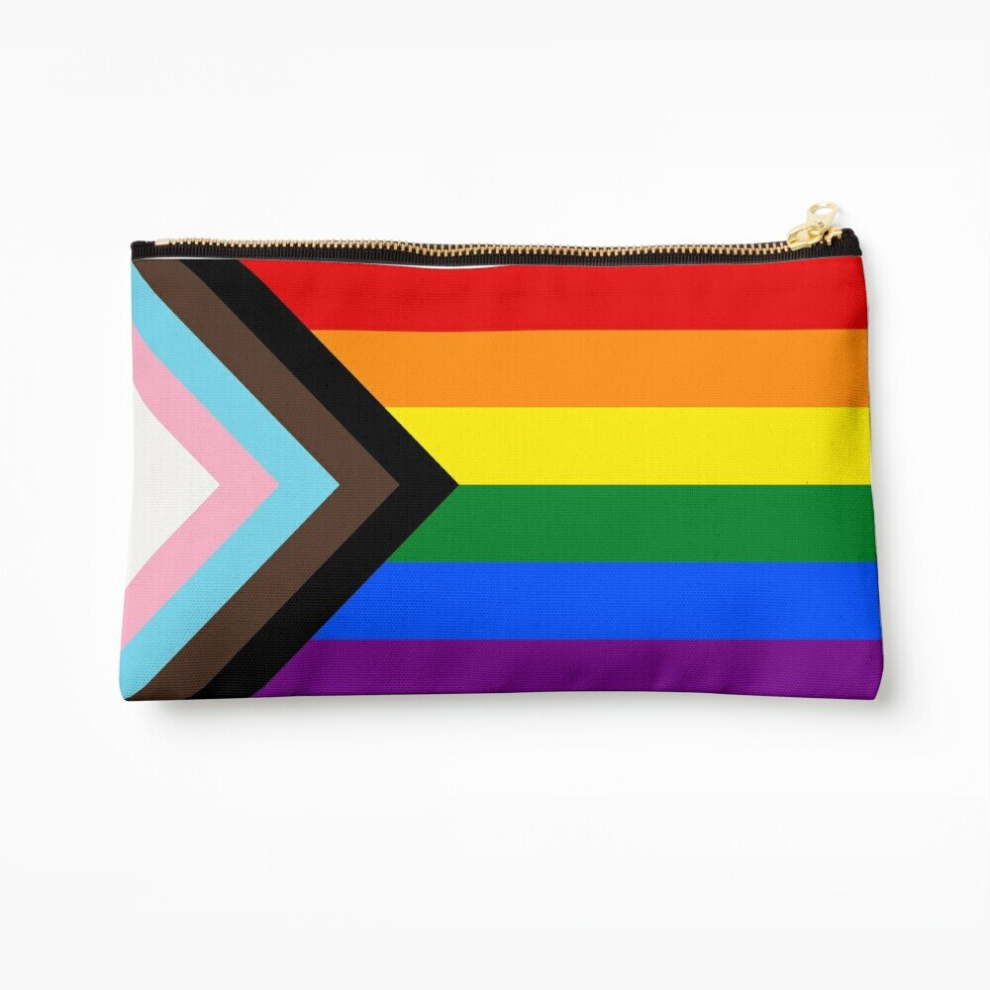 Whibos Makeup Bag Progress Pride Flag Cosmetic Organizer Tyvek Paper Bags Zipper Pouch