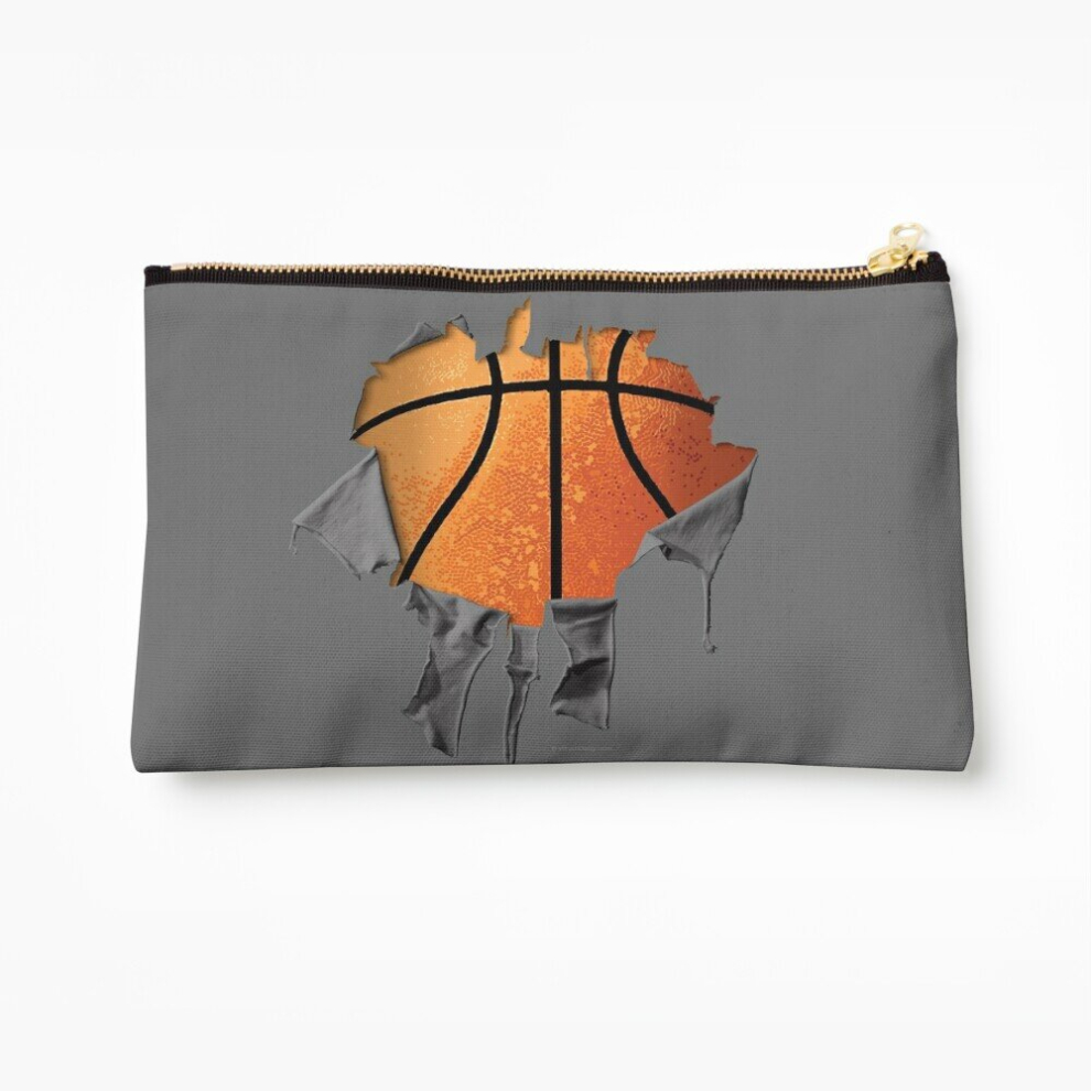 Whibos Makeup Bag Shredded, Ripped And Torn Basketball Cosmetic Organizer Tyvek Paper Bags Zipper Pouch