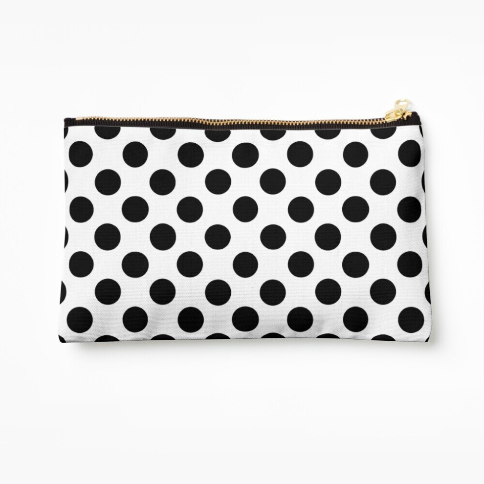 Whibos Black Makeup Bag Polka Dot Cosmetic Organizer Tyvek Paper Bags Zipper Pouch