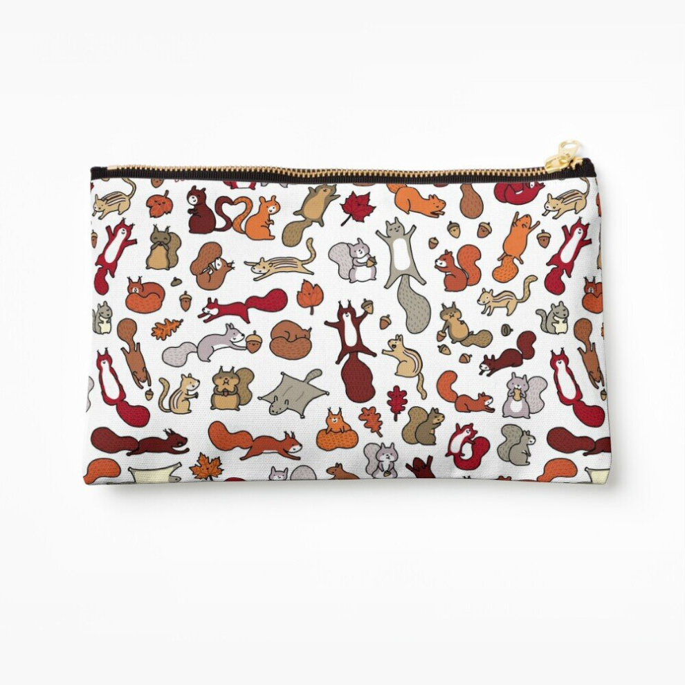 Whibos Makeup Bag Squirrels In Fall Doodle Cosmetic Organizer Tyvek Paper Bags Zipper Pouch