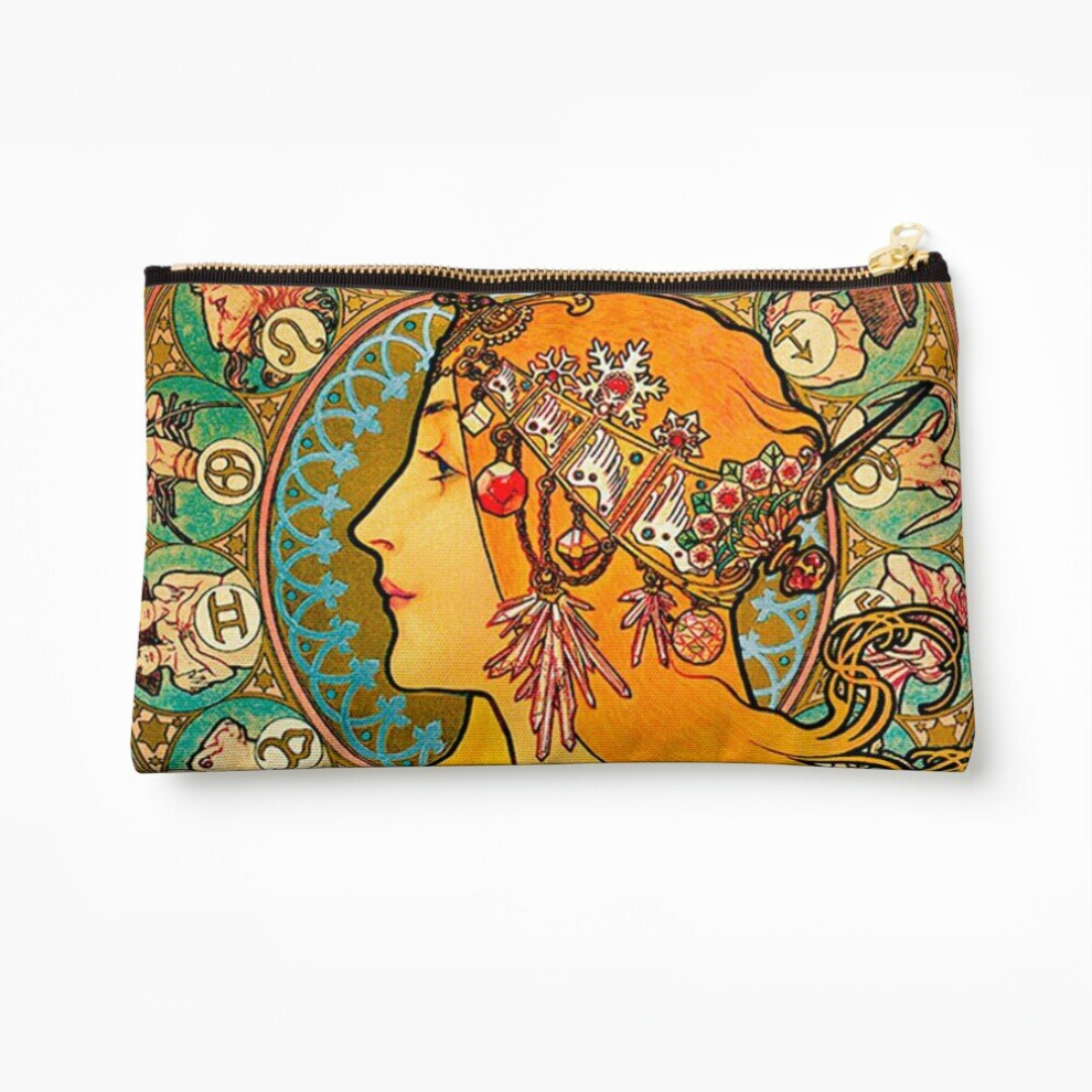 Whibos Makeup Bag Hd Zodiac, (1896) - Alphonse Mucha Cosmetic Organizer Tyvek Paper Bags Zipper Pouch