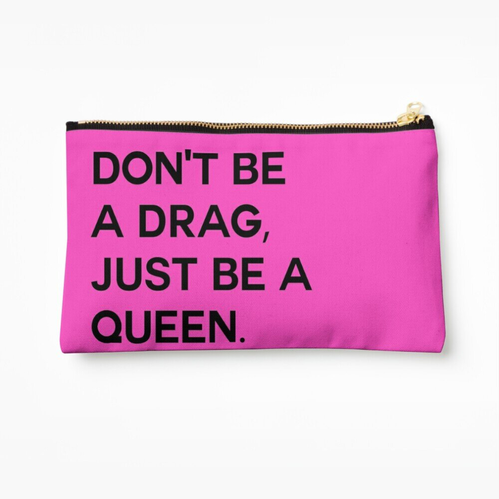 Whibos Black/Pink Makeup Bag Don't Be A Drag, Just Be A Queen - Font On Cosmetic Organizer Tyvek Paper Bags Zipper Pouch