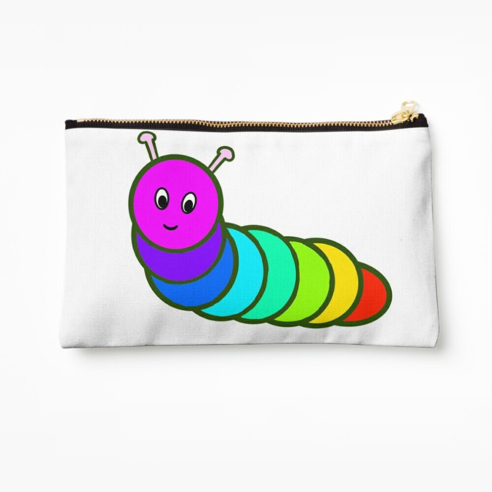 Whibos Makeup Bag Adorable Rainbow Worm Cosmetic Organizer Tyvek Paper Bags Zipper Pouch