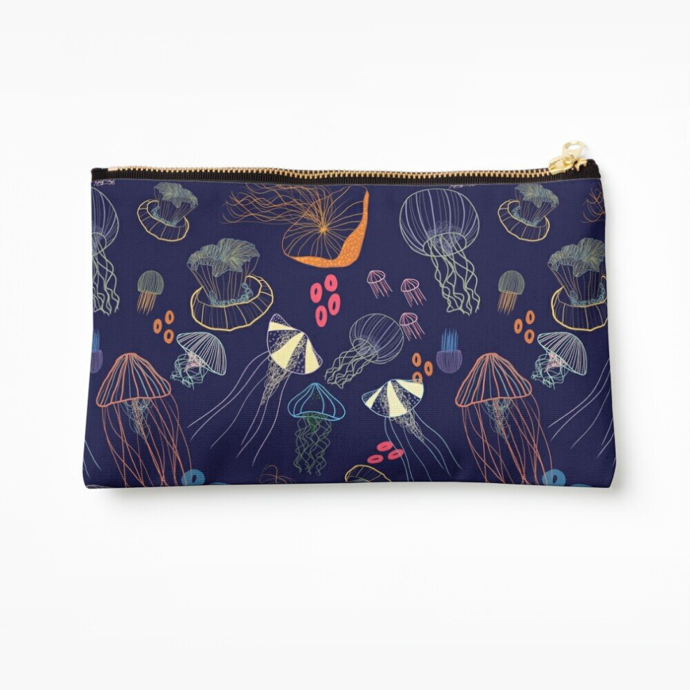 Whibos Makeup Bag Jellyfish Pattern Cosmetic Organizer Tyvek Paper Bags Zipper Pouch