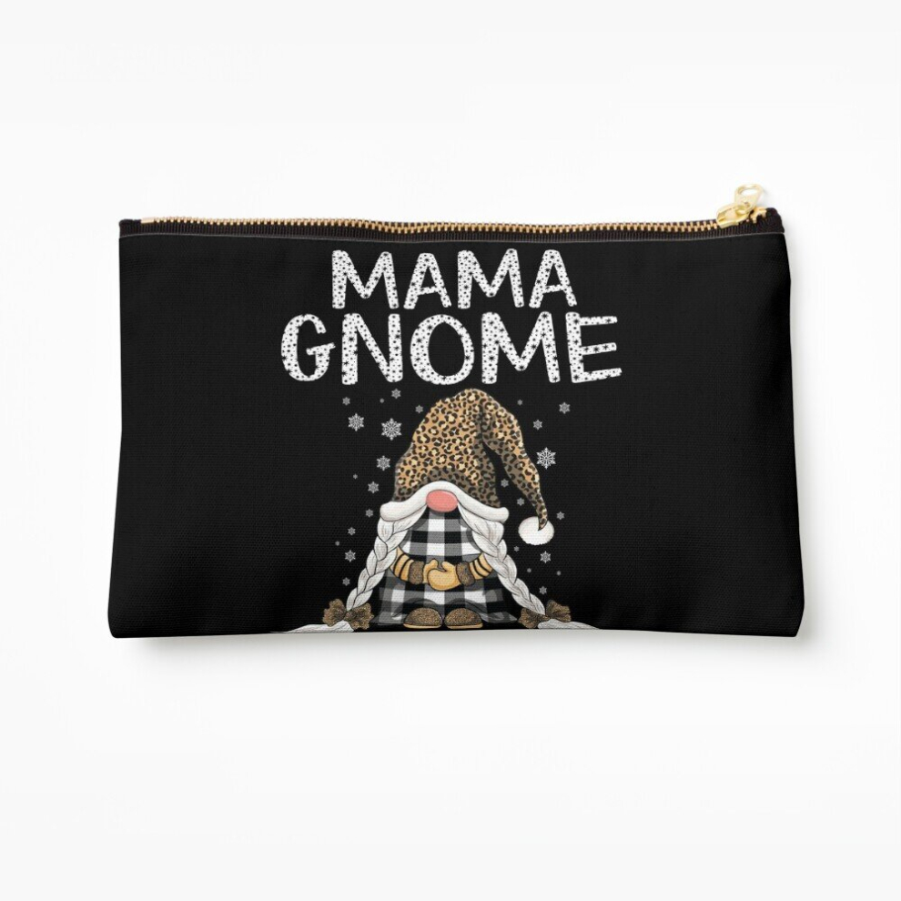 Whibos Makeup Bag Mama Gnomes Leopard Buffalo Plaid Pattern Christmas Gnome Cosmetic Organizer Tyvek Paper Bags Zipper Pouch