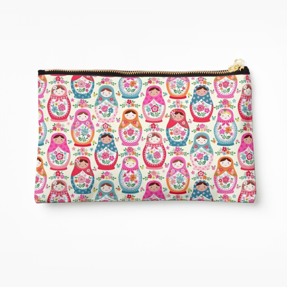 Whibos Makeup Bag Floral Nesting Dolls Cosmetic Organizer Tyvek Paper Bags Zipper Pouch