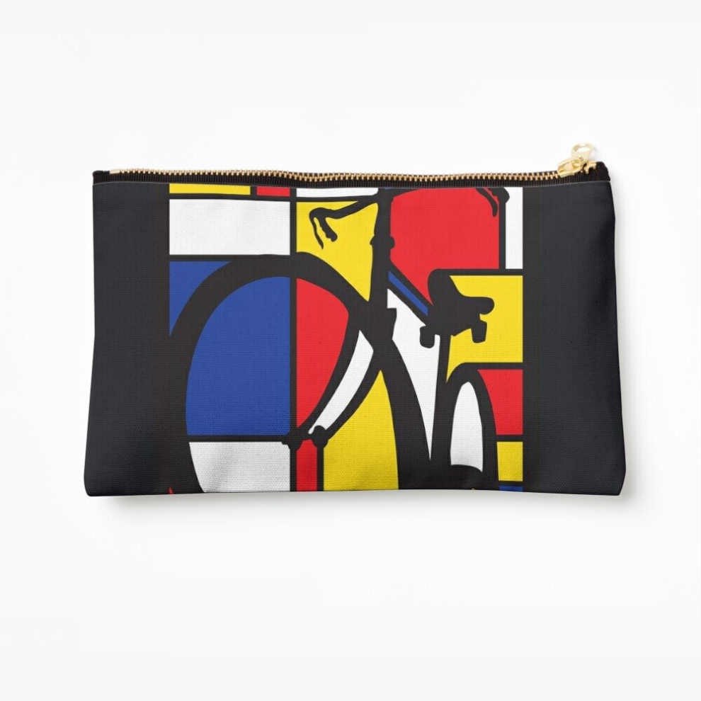 Whibos Makeup Bag Mondrian Bicycle Art Cosmetic Organizer Tyvek Paper Bags Zipper Pouch