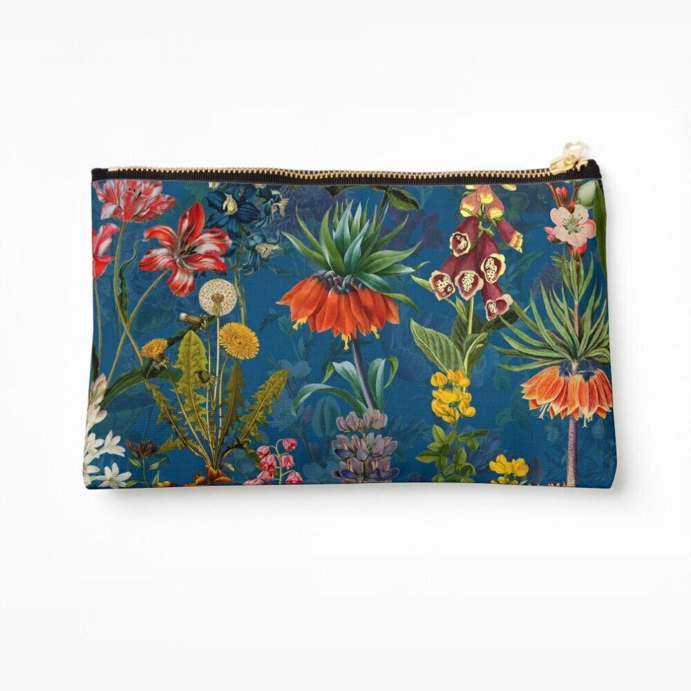 Whibos Blue Makeup Bag Vintage Springflower Meadow Night Cosmetic Organizer Tyvek Paper Bags Zipper Pouch