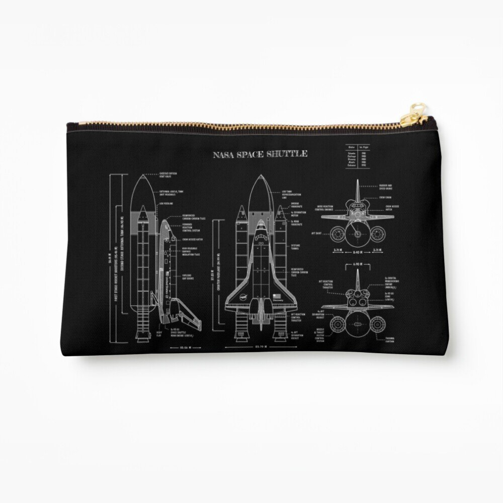 Whibos White Makeup Bag Nasa Space Shuttle ( Stencil-No) Cosmetic Organizer Tyvek Paper Bags Zipper Pouch