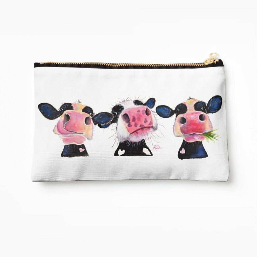 Whibos Makeup Bag Cow Print ' The Nosey Cows ' Cosmetic Organizer Tyvek Paper Bags Zipper Pouch