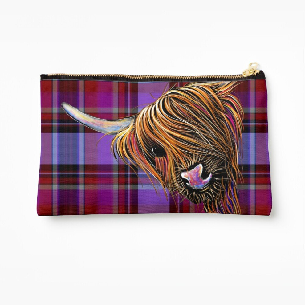 Whibos Makeup Bag Scottish Highland Cow ' Tartan Noodles P ' Cosmetic Organizer Tyvek Paper Bags Zipper Pouch