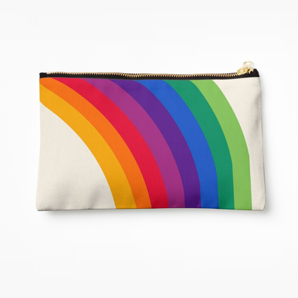 Whibos Makeup Bag Groovy - Rainbow 70S 1970S Style Retro Throwback Minimal Happy Hippie Art Decor Cosmetic Organizer Tyvek Paper Bags Zipper Pouch