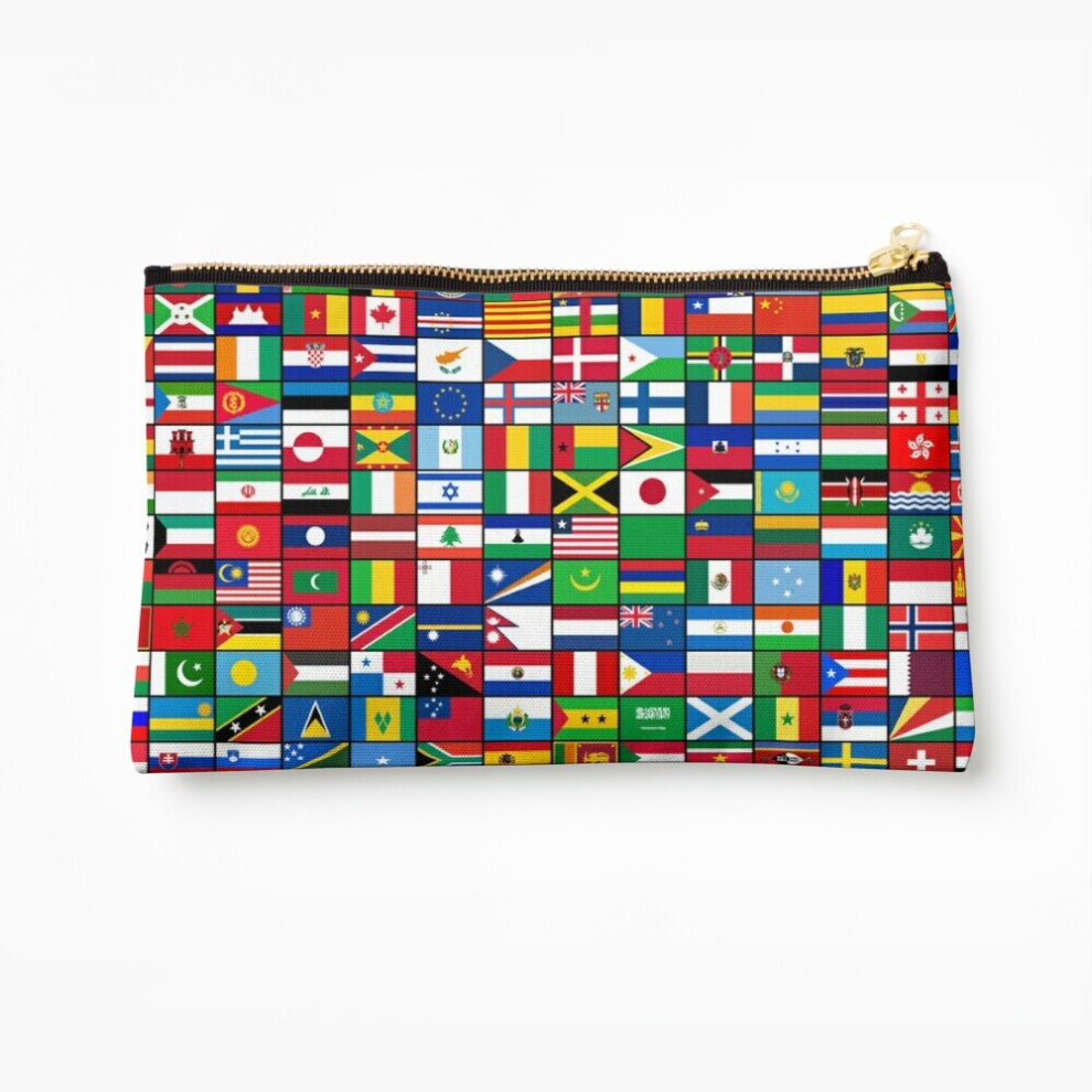 Whibos Makeup Bag The World's Flags Cosmetic Organizer Tyvek Paper Bags Zipper Pouch