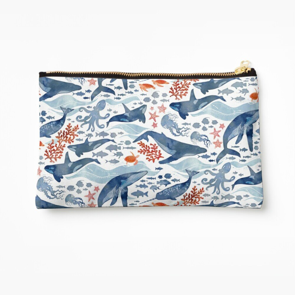 Whibos Makeup Bag Ocean Life Cosmetic Organizer Tyvek Paper Bags Zipper Pouch