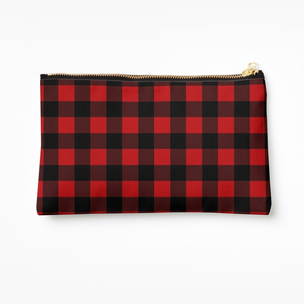 Whibos Red Makeup Bag Buffalo Lumberjack Plaid Cosmetic Organizer Tyvek Paper Bags Zipper Pouch