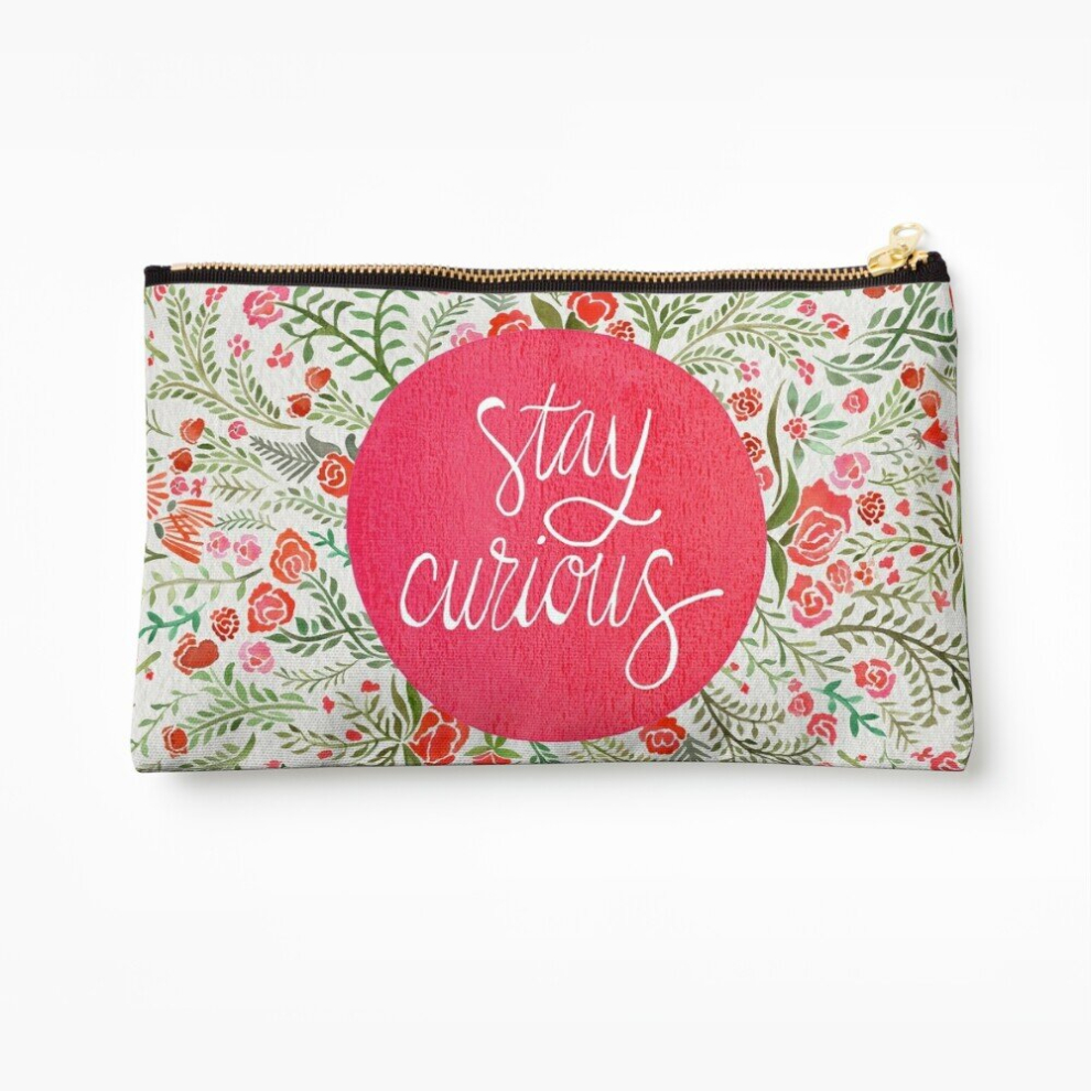 Whibos Pink/Green Makeup Bag Stay Curious Cosmetic Organizer Tyvek Paper Bags Zipper Pouch