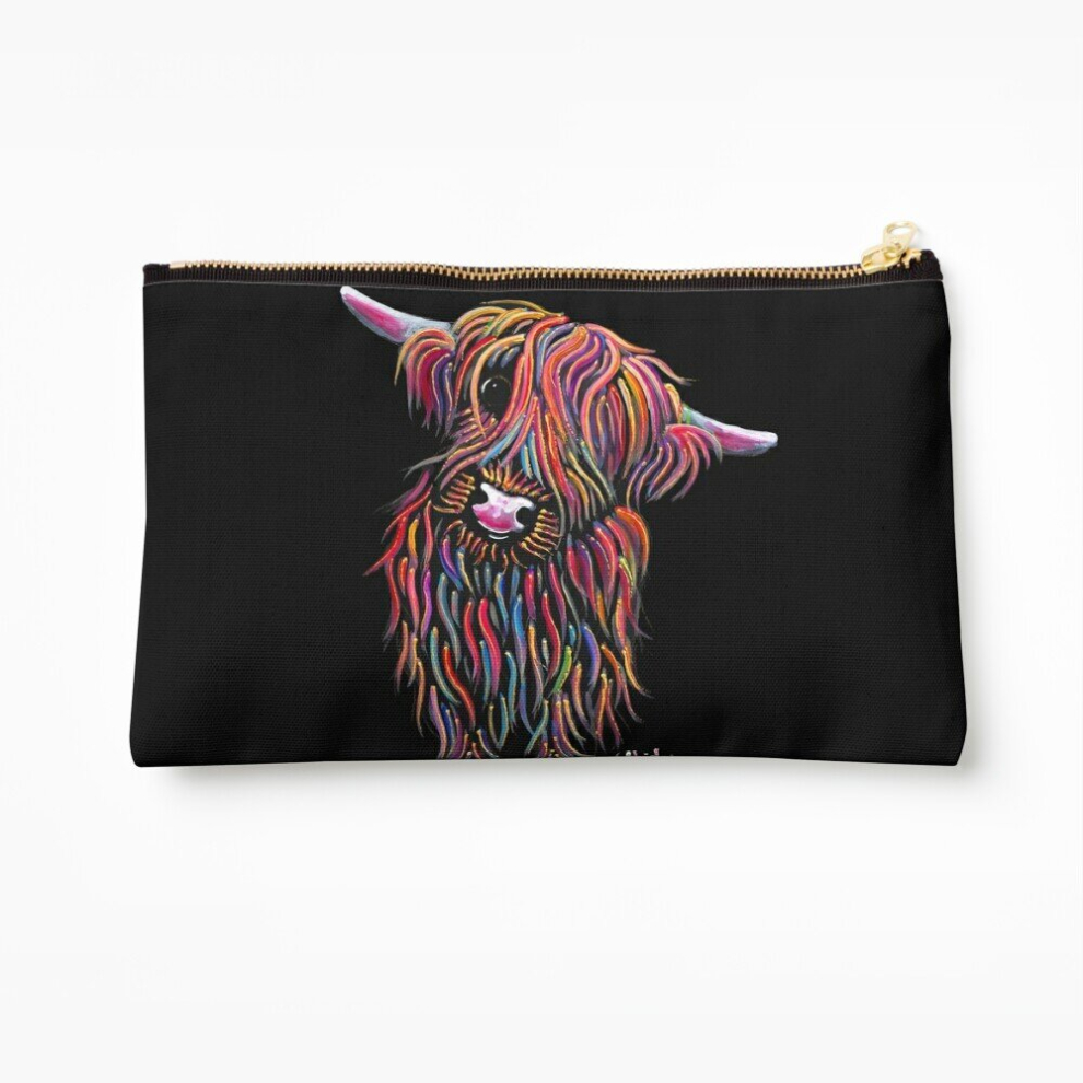 Whibos Makeup Bag Scottish Highland Cow ' Bolly ' Cosmetic Organizer Tyvek Paper Bags Zipper Pouch