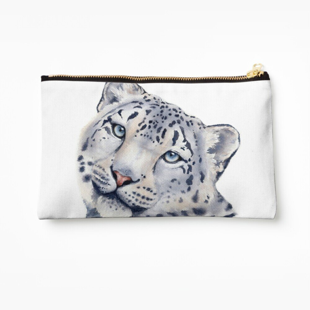 Whibos Makeup Bag Snow Leopard Cosmetic Organizer Tyvek Paper Bags Zipper Pouch